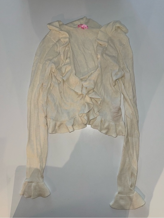 Sugar Sweaters - Dolls Killz Cream Ruffle Cardigan Sweater